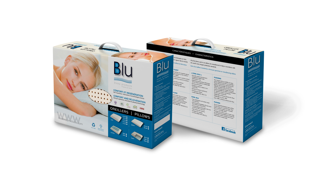 Emballage packaging blu sleep product - conception design graphisme laval emballage packaging energik
