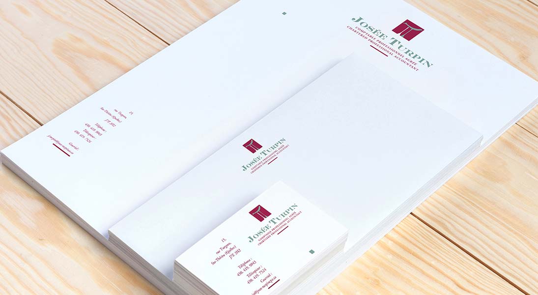 logo stationery Josée Turpin - profesional accountant logo stationery conception design graphism laval energik