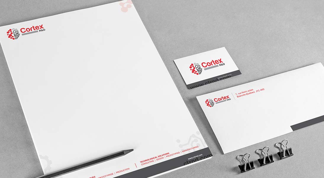 logo stationery Cortex - search and development logo stationery conception design graphism laval energik